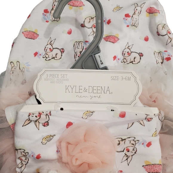Kyle & Deena Bodysuit Newborn 3-6 Mounth Multi Pink Bunny Set 3pc - Picture 4 of 5